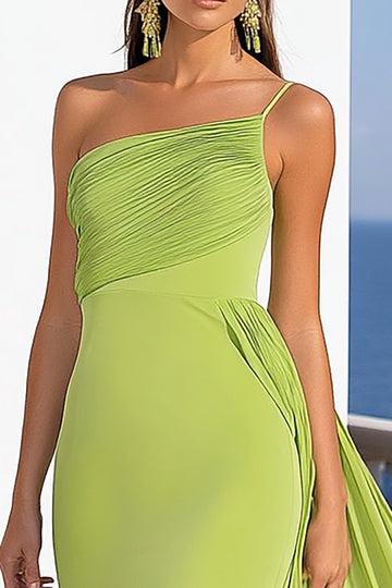 Mermaid Green One Shoulder Chiffon Formal Dress